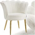 TECTAKE - Fauteuil rembourrage épais revêtement fourrure synthétique crème/or - vignette