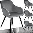 TECTAKE - Ensemble de 4 chaises en cuir synthétique aspect velours gris et noir - vignette