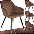 TECTAKE - Ensemble de 4 chaises en cuir synthétique aspect velours brun-noir - vignette