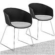 TECTAKE - Lot 2 Fauteuils rembourrés avec accoudoirs en plastique noir/chrome - vignette