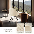 TECTAKE - Lot 2 fauteuils pivotants 180° velours rembourrés matelassés crème - vignette