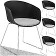 TECTAKE - Lot 4 Fauteuils rembourrés avec accoudoirs en plastique noir/chrome - vignette