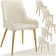 TECTAKE - Lot 6 chaises rembourrées aspect velours forme ergonomique beige - vignette