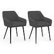 ID MARKET - Lot de 2 chaises de salle à manger, fauteuils de table JANY en velours côtelé gris - vignette