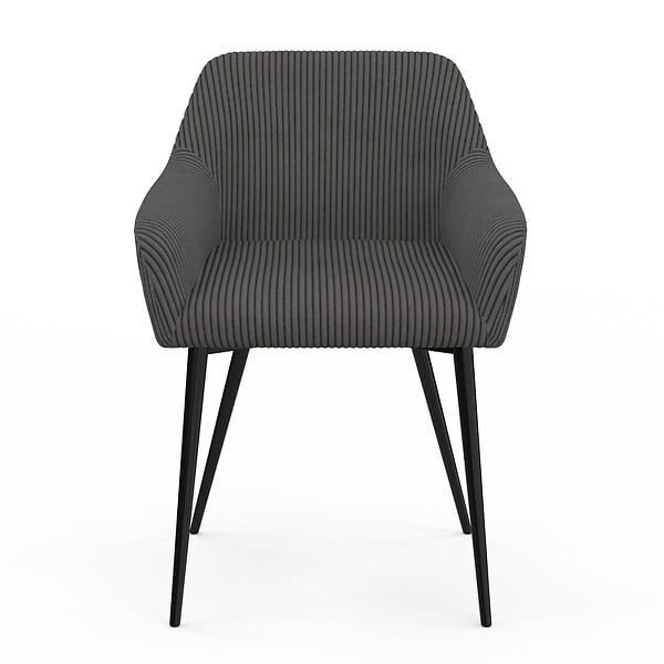 ID MARKET - Lot de 2 chaises de salle à manger, fauteuils de table JANY en velours côtelé gris - large