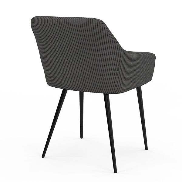 ID MARKET - Lot de 2 chaises de salle à manger, fauteuils de table JANY en velours côtelé gris - large