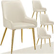 TECTAKE - Lot 4 chaises rembourrées aspect velours forme ergonomique beige - vignette