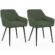 ID MARKET - Lot de 2 chaises de salle à manger, fauteuils de table JANY en velours côtelé vert kaki - vignette