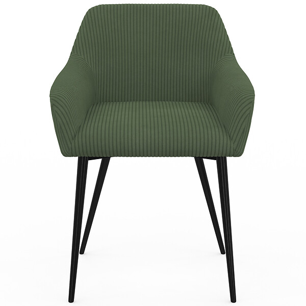 ID MARKET - Lot de 2 chaises de salle à manger, fauteuils de table JANY en velours côtelé vert kaki - large