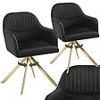 TECTAKE - Lot 2 chaises pivotantes à 360° en velours avec rembourrage noir/or - vignette