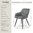 TECTAKE - Lot 4 chaises de salle à manger en velours matelassées gris - vignette