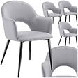 TECTAKE - Lot 4 Fauteuils aspect velours rembourré max 120 kg gris clair - vignette