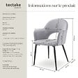 TECTAKE - Lot 4 Fauteuils aspect velours rembourré max 120 kg gris clair - vignette