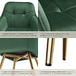 TECTAKE - Lot 4 chaises de salle à manger avec aspect velours capitonné vert/or - vignette