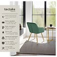 TECTAKE - Ensemble de 4 chaises rembourrées aspect velours vert foncé/or - vignette