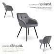 TECTAKE - Chaise rembourrée en velours matelassé avec dossier continu gris/noir - vignette