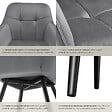 TECTAKE - Chaise rembourrée en velours matelassé avec dossier continu gris/noir - vignette