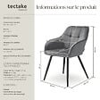 TECTAKE - Chaise rembourrée en velours matelassé avec dossier continu gris/noir - vignette