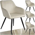 TECTAKE - Ensemble de 4 chaises cuir synthétique aspect velours crème/noir - vignette