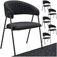 TECTAKE - Lot 6 Fauteuils rembourré ergonomique en tissu 150kg max noir - vignette