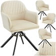 TECTAKE - Lot 4 chaises pivotantes à 360° en velours avec rembourrage crème/noir - vignette