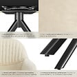 TECTAKE - Lot 4 chaises pivotantes à 360° en velours avec rembourrage crème/noir - vignette