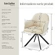 TECTAKE - Lot 4 chaises pivotantes à 360° en velours avec rembourrage crème/noir - vignette