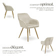 TECTAKE - Lot 4 chaises de salle à manger aspect velours matelassé crème/or - vignette