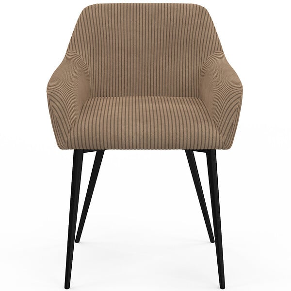 ID MARKET - Lot de 2 chaises de salle à manger, fauteuils de table JANY en velours côtelé taupe - large