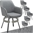 TECTAKE - Lot 6 Fauteuils pivotants rembourrés avec accoudoirs et dossier gris - vignette