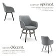 TECTAKE - Lot 6 Fauteuils pivotants rembourrés avec accoudoirs et dossier gris - vignette