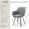 TECTAKE - Lot 6 Fauteuils pivotants rembourrés avec accoudoirs et dossier gris - vignette