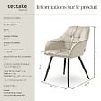 TECTAKE - Chaise rembourrée en velours matelassé avec dossier continu crème/noir - vignette