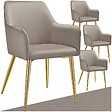 TECTAKE - Lot 4 Fauteuils aspect velours rembourrés avec dossier continu taupe - vignette