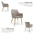 TECTAKE - Lot 6 Fauteuils aspect velours rembourrés avec dossier continu taupe - vignette