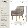 TECTAKE - Lot 6 Fauteuils aspect velours rembourrés avec dossier continu taupe - vignette