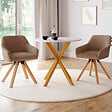 ID MARKET - Lot de 2 chaises pivotantes de salle à manger, fauteuils de table JANY en velours côtelé taupe - vignette