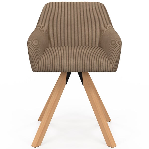 ID MARKET - Lot de 2 chaises pivotantes de salle à manger, fauteuils de table JANY en velours côtelé taupe - large
