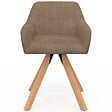 ID MARKET - Lot de 2 chaises pivotantes de salle à manger, fauteuils de table JANY en velours côtelé taupe - vignette