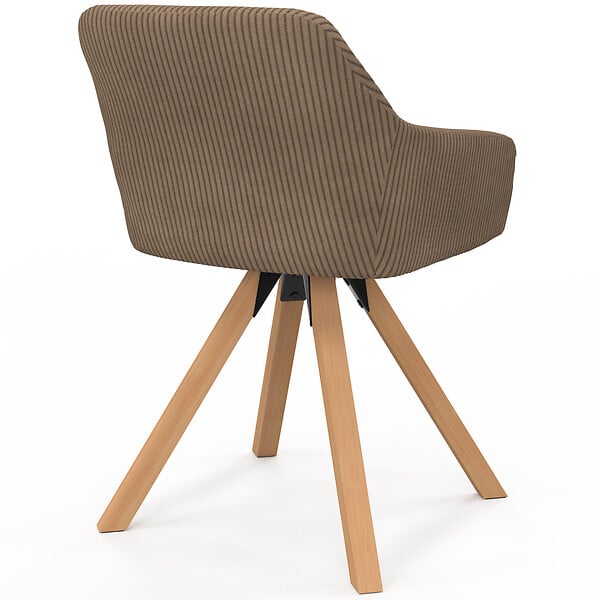 ID MARKET - Lot de 2 chaises pivotantes de salle à manger, fauteuils de table JANY en velours côtelé taupe - large
