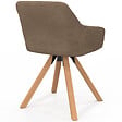ID MARKET - Lot de 2 chaises pivotantes de salle à manger, fauteuils de table JANY en velours côtelé taupe - vignette