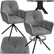 TECTAKE - Lot de 2 chaises pivotantes 360° en velours rembourré anthracite/noir - vignette