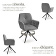 TECTAKE - Lot de 2 chaises pivotantes 360° en velours rembourré anthracite/noir - vignette
