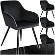 TECTAKE - Ensemble 4 chaises ergonomiques cuir synthétique aspect velours noir - vignette