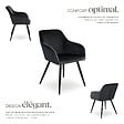 TECTAKE - Ensemble 4 chaises ergonomiques cuir synthétique aspect velours noir - vignette