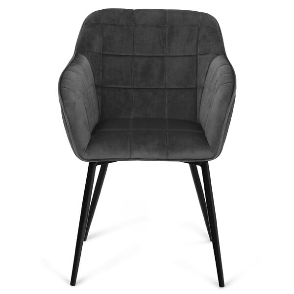 ID MARKET - Lot de 2 chaises de salle à manger, fauteuils de table MADY en velours gris foncé - large