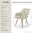 TECTAKE - Lot 6 chaises de salle à manger aspect velours matelassé crème/or - vignette