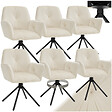 TECTAKE - Lot de 6 chaises pivotantes 360° en velours rembourré crème/noir - vignette