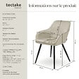 TECTAKE - Lot 6 chaises de salle à manger en velours matelassées crème - vignette