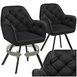 TECTAKE - Lot 2 fauteuils pivotants 180° velours rembourrés motif matelassé noir - vignette